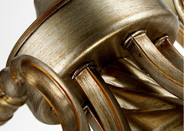 الفضة / الذهب معدن وزجاج خمر الثريا الحديد المطاوع وظلال، 6 ضوء 600W E27